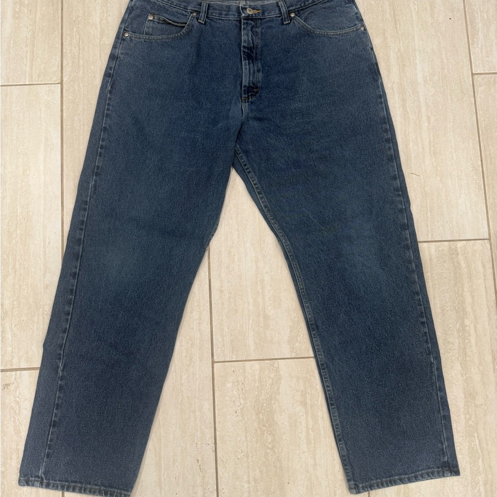 Wrangler Men's Relaxed Fit Jeans in Deep Blue